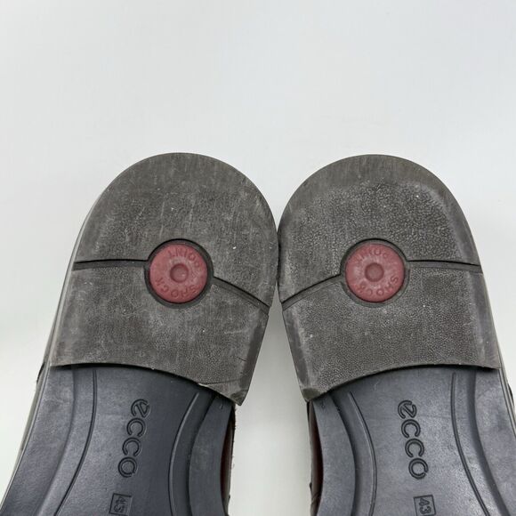 Ecco Helsinki Derby Shoes Mens 9 - 9.5 EU 43 Brown Leather Apron Toe Lace Up - Picture 12 of 14